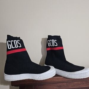 GCDS Black Sock Sneakers with Red Stripe